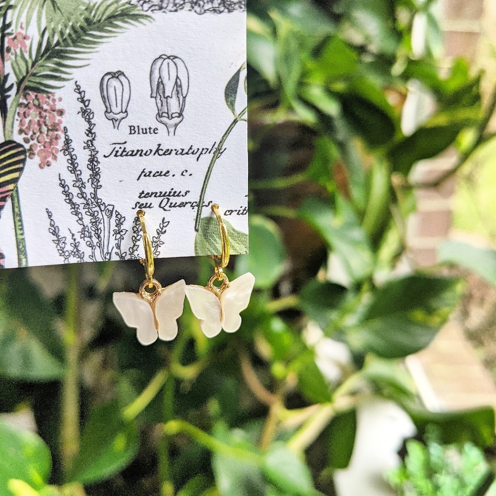White butterfly earrings handmade